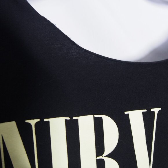 Nirvana Black/ Yellow Smiley Band Logo Rolled Collar T-Shirt Size L - Picture 9 of 15